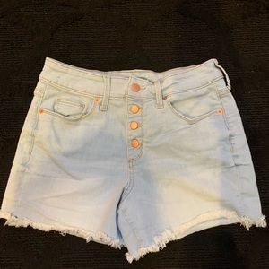 light blue high waisted jean shorts